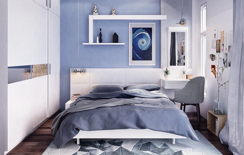 17 روش برای دکوراسیون اتاق خواب با رنگ آبی روشن